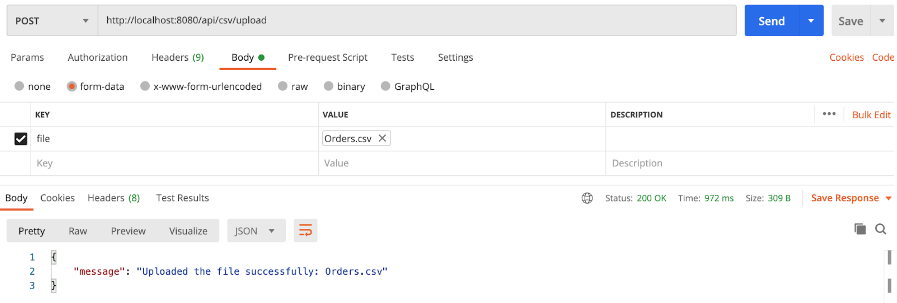 CSV file uploaded successfully